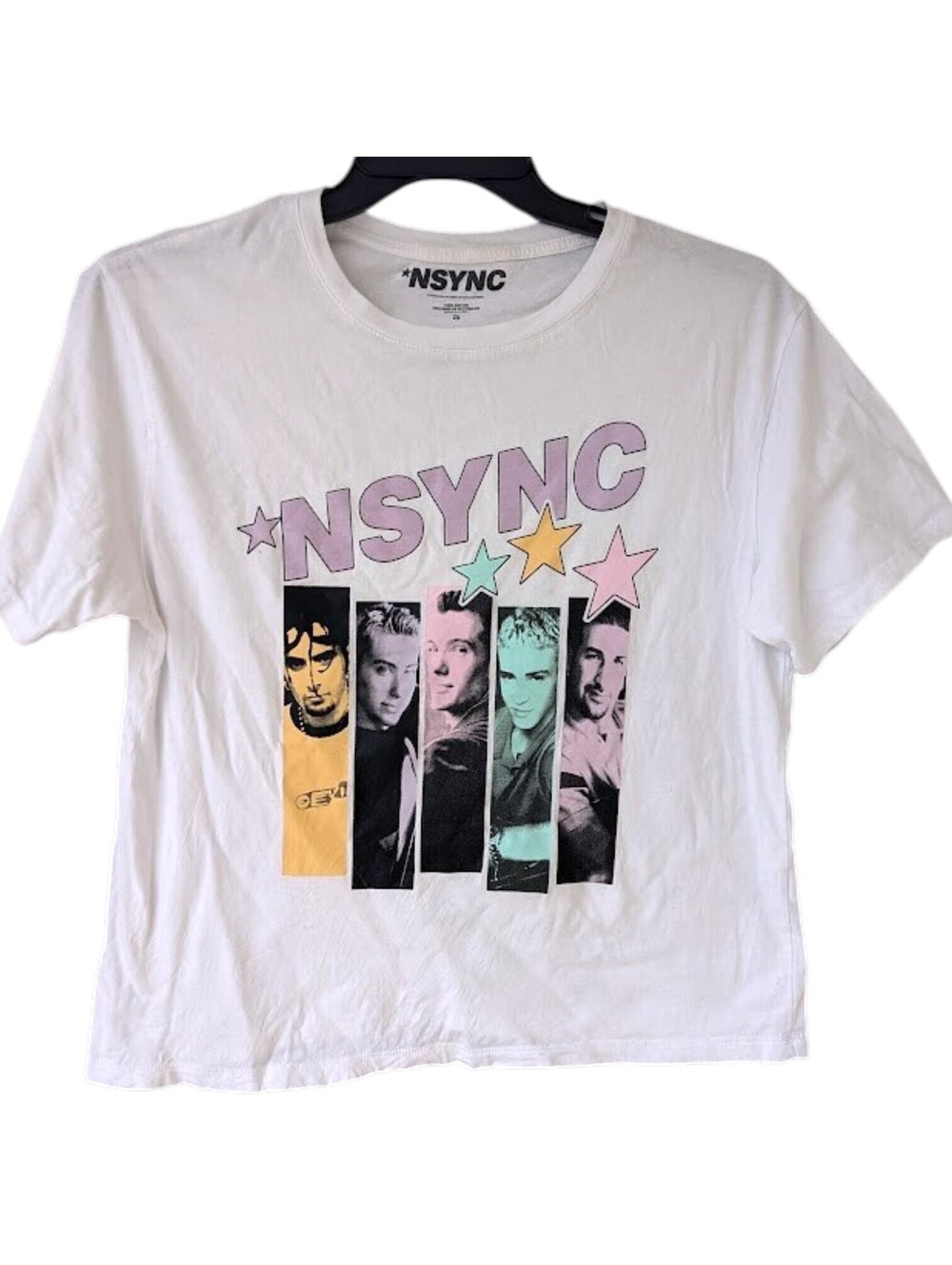 NSYNC T-Shirt Women's Small White Graphic Band Tee Pop Boyband 20x24 Timberlake